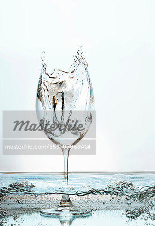 A wine glass filled with sparkling water