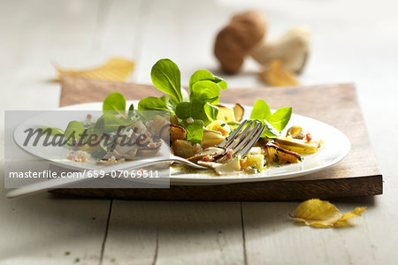 Lamb's lettuce with porcini mushrooms