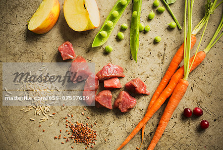 Raw Cubed Beef with Assorted Ingredeints Raw Cubed Beef with Assorted Ingredeints