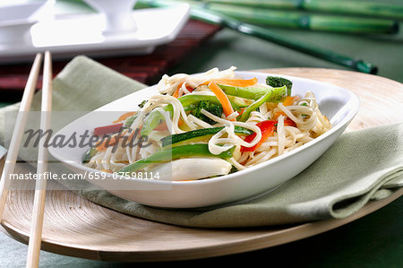 Wok with vegetables and noodles