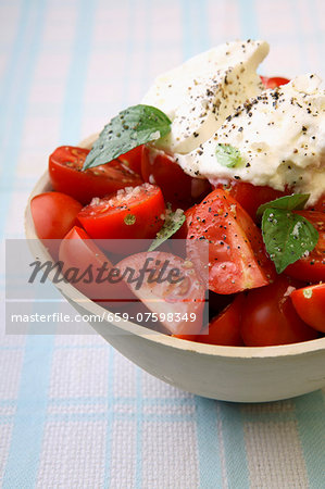 Caprese Salad with a Variety of Tomatoes, Mozzarella and Basil