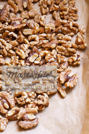 Walnuts Toasted on Parchment Paper