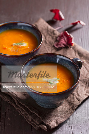 Two cups of squash soup