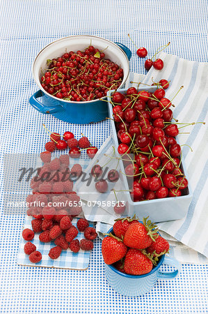 An arrangement of red berries and cherries An arrangement of red berries and cherries