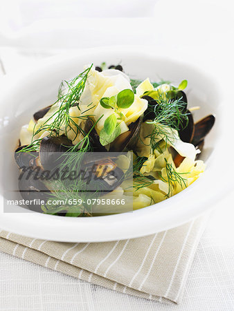 A mussel and vegetable salad