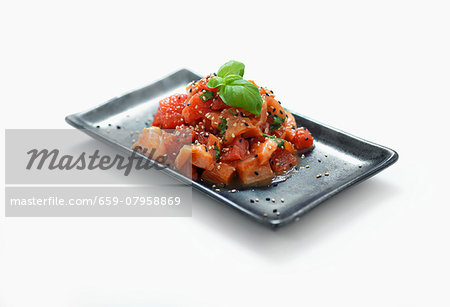 Sashimi with sesame seeds and basil Sashimi with sesame seeds and basil