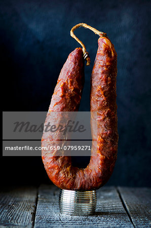 A whole smoked salami from Sardinia