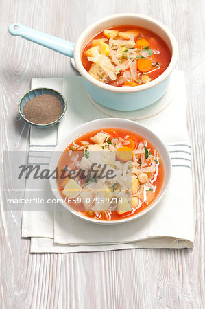 White cabbage soup with tomatoes