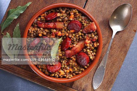 Lentil stew with bacon and chorizo Lentil stew with bacon and chorizo