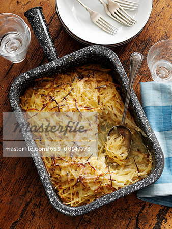 Grated potato gratin