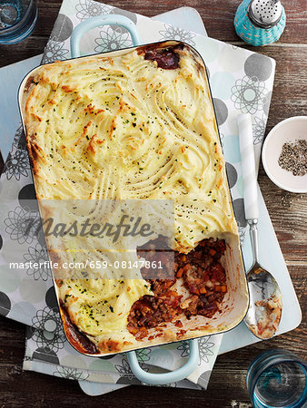 Cottage pie, sliced