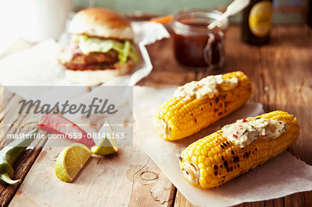 Grilled corn cobs with chilli butter and limes (Mexico) Grilled corn cobs with chilli butter and limes (Mexico)