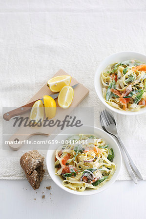 Tagliatelle with salmon and vegetables Tagliatelle with salmon and vegetables