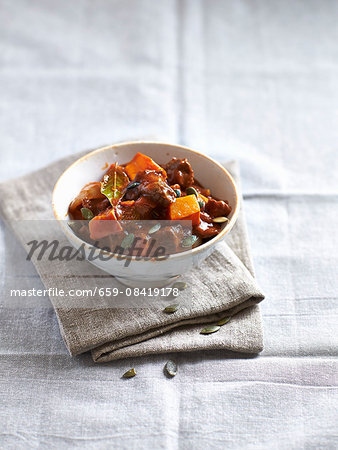 Beef goulash with pumpkin, mushrooms and pumpkin seeds Beef goulash with pumpkin, mushrooms and pumpkin seeds