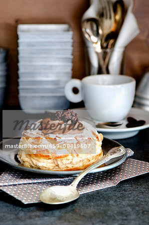 Paris Brest (choux pastry filled with cream, France)