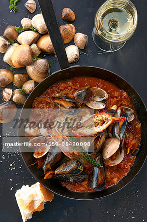 Bouillabaisse in a pan Bouillabaisse in a pan