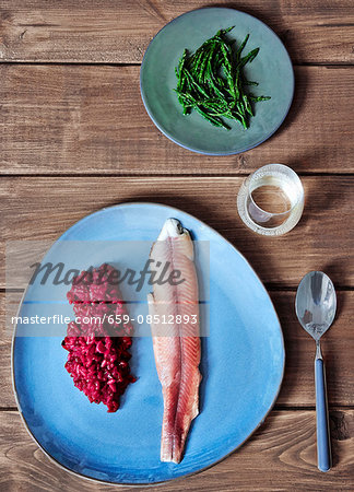 Beetroot risotto with smoked fish Beetroot risotto with smoked fish