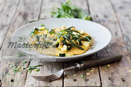 Vegan lupine omelette with zucchini Vegan lupine omelette with zucchini