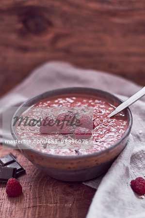 Chocolate porridge with raspberries Chocolate porridge with raspberries