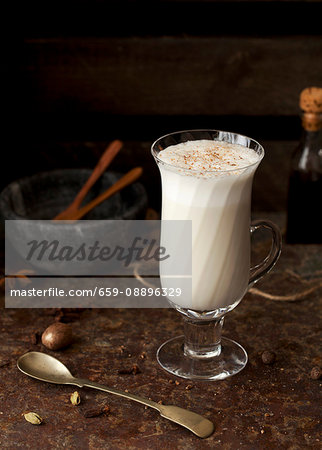 Masala chai latte in a glass