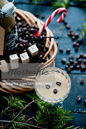 Coffee liqueur in a glass