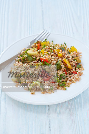 Farro salad with roasted vegetables