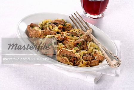 Fegato alla vicentina (liver with onions and white wine from Italy)