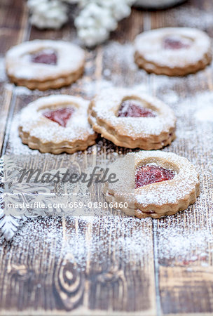 Vegan jammy shortbread biscuits