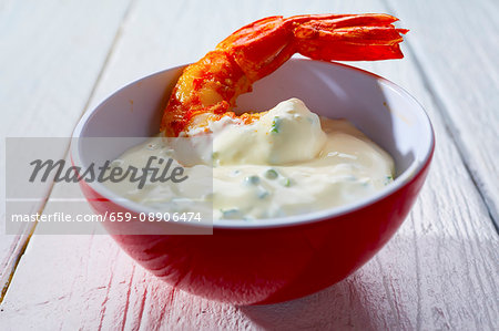 Prawns in garlic & herb dip