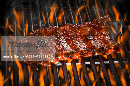 Spare ribs on a barbecue