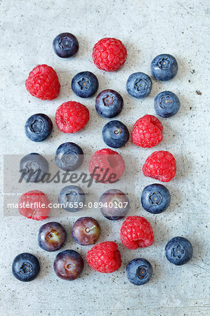 Raspberries and blueberries