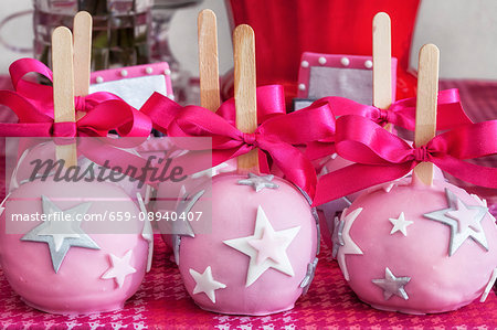 Pink cake pops decorated with stars