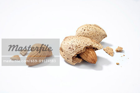 Shelled and unshelled almonds Shelled and unshelled almonds