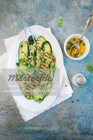 Grilled zucchini with parsley and basil