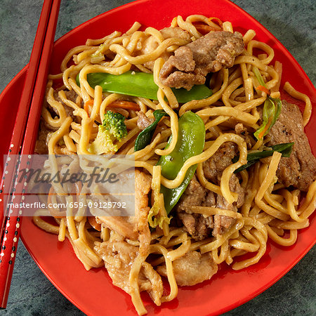 Lo Mein with beef and chicken