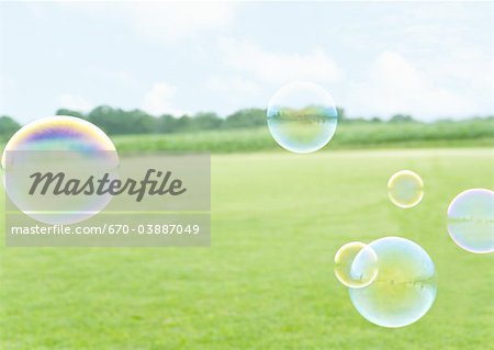 Grass field and bubbles Grass field and bubbles