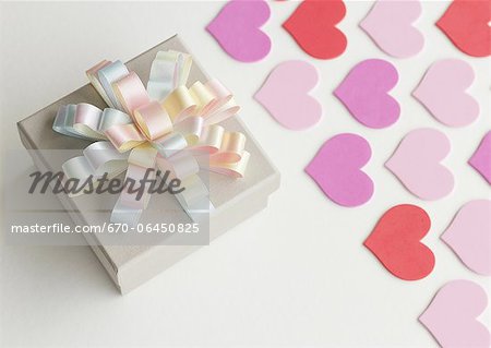Gift box and hearts Gift box and hearts