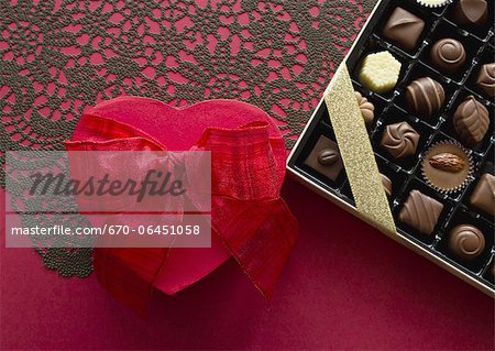 Heart-shaped gift box and assorted chocolates Heart-shaped gift box and assorted chocolates