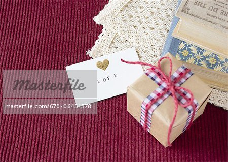 Gift box and a message card Gift box and a message card