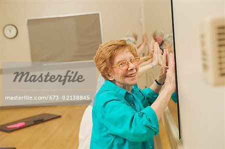 An exercise class for senior women