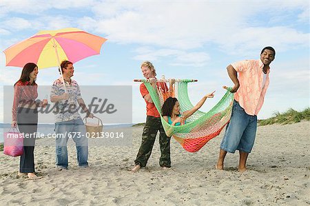 People having fun at a beach party