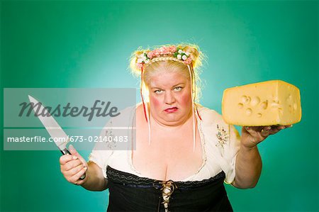 Germanic woman with knife and cheese wedge