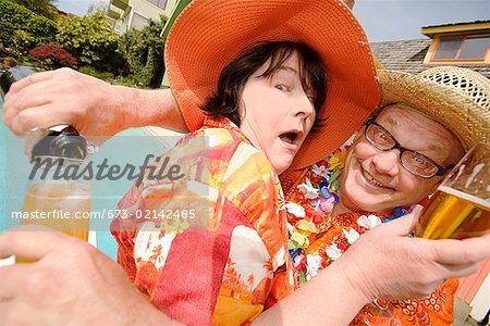 Couple wearing festive outfits