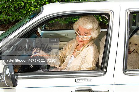 old woman with car trouble