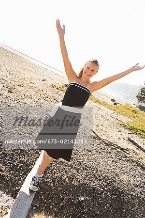 Girl in party dress outdoors