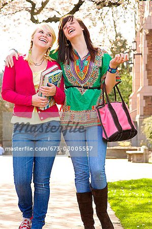 Teen girls on college campus