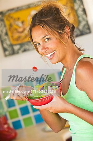 woman eating healthy food