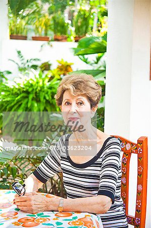 portrait of senior woman outdoors