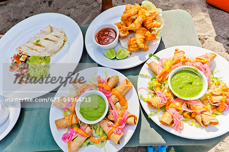 Plates of mexican food