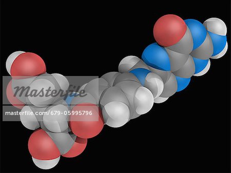 Folic Acid Vitamin B9 Molecular Model One Form Of The